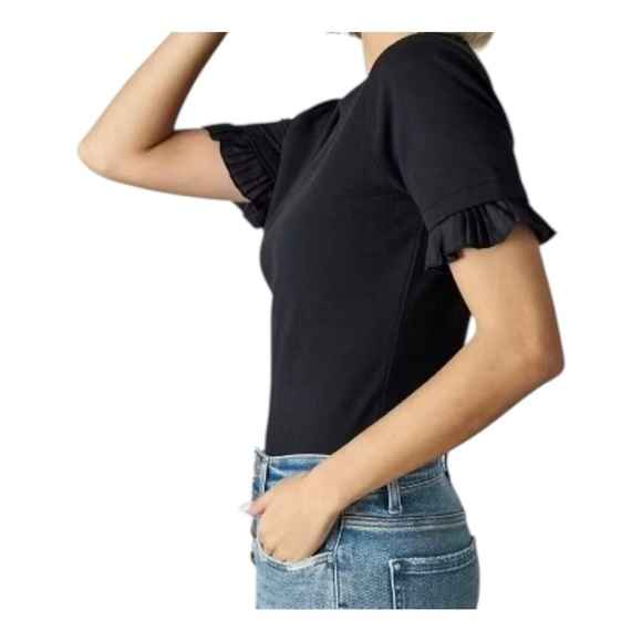 Down East Black Ruffle Sleeve Top - Picture 2 of 9